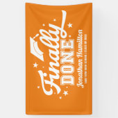 Endlich Fertig Orange Graduation Party Banner (Vertikal)