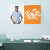 Endlich Fertig Orange Graduation Party Foto Banner (Messeveranstaltung)