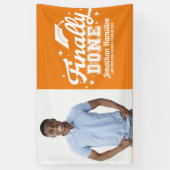 Endlich Fertig Orange Graduation Party Foto Banner (Vertikal)