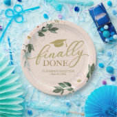 Endlich Fertig Rosa Blush Bloral Graduation Party Pappteller (Party)