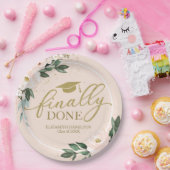 Endlich Fertig Rosa Blush Bloral Graduation Party Pappteller (Party)