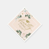 Endlich Fertig Rosa Blush Bloral Graduation Party Serviette (Ecke)