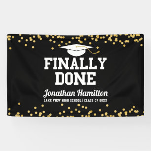 Endlich Fertig Schwarz Gold Absolventenparty-Banne Banner