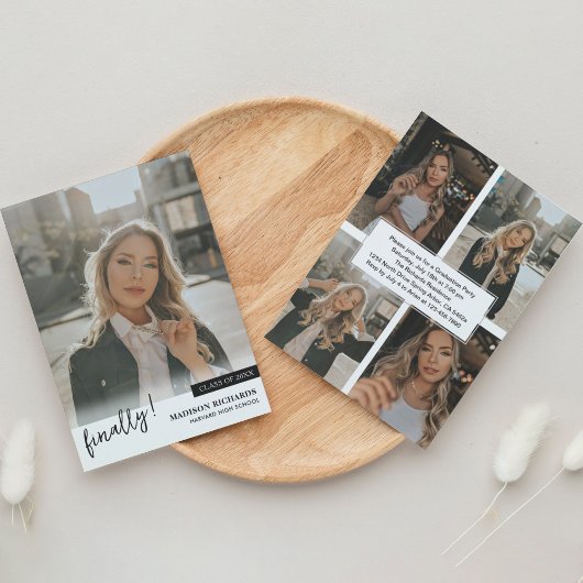 Endlich Foto Collage Graduation Party Einladung