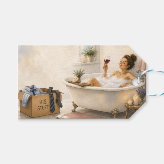 Endlich Frei - Glückliches Scheidungsgeschenk Geschenkanhänger (Vorderseite (Horizontal))