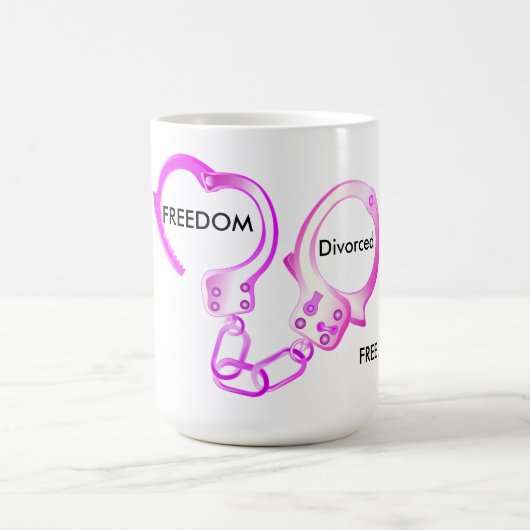 Endlich frei rosa, offene Handschelle geschieden Kaffeetasse (Mittel)