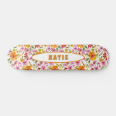 Endlich Frühlings-Blumen Custom Name Skateboard (Horizontal)