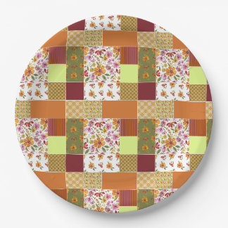 Endlich Frühlings-Patchwork-Cheater- Quilt Pappteller