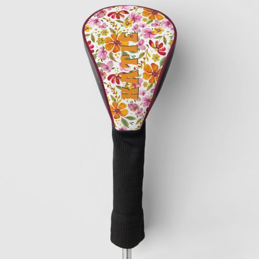 Endlich Frühlingsblumen benutzerdefinierter Name Golf Headcover (Vorderseite)