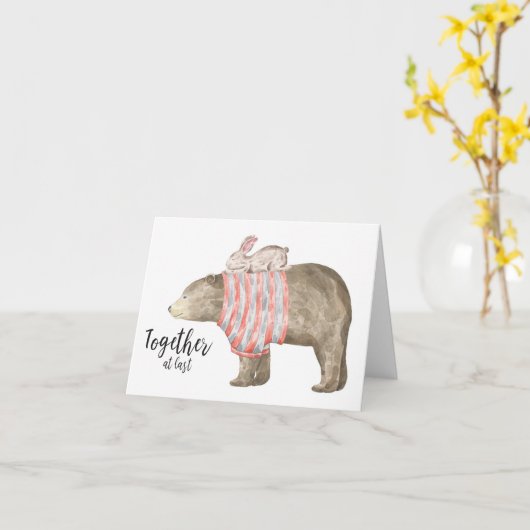 Endlich gemeinsam: Bären und Bunny Karte (Gelbe Blume)