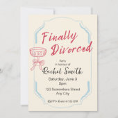 Endlich geschiedene Retro-Party Einladung (Vorderseite)