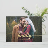 Endlich Getried Funny Foto Save the Date heiraten (Stehend Vorderseite)