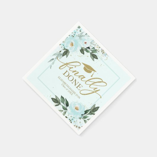 Endlich Gold Aquamarine Blütenschüler Party Serviette (Ecke)