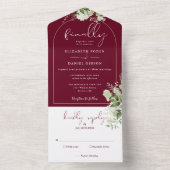 Endlich Gold Arch Burgundy Greenerity Wedding All In One Einladung (Innen Boden)