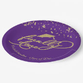 Endlich Gold Calligrafy Graduation Party Pap Pappteller (Schrägansicht)