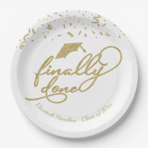 Endlich Gold Calligrafy Graduation Party Pap Pappteller