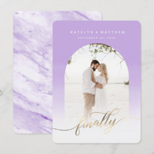 Endlich Gold Schrift Lavendel Torbogen gerahmtes F Save The Date