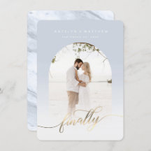 Endlich Gold Script Dusty Blue Arched Gerahmtes Fo