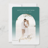 Endlich Gold Script Emerald Arald Gerahmtes Foto Save The Date (Vorderseite)