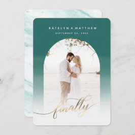 Endlich Gold Script Emerald Arald Gerahmtes Foto Save The Date