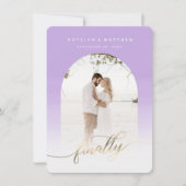 Endlich Gold Script Lavendel Archway Gerahmtes Fot Save The Date (Vorderseite)