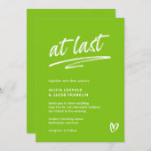 Endlich grüne Typografie, moderne Hochzeit Einladung (Vorne/Hinten)