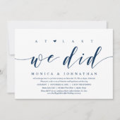 Endlich haben wir das Hochzeitsessen beim Abendess Einladung (Vorderseite)