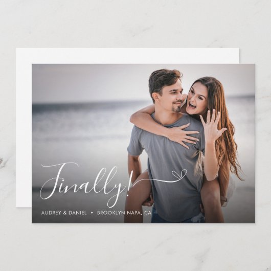 Endlich Heart Script Foto Overlay Hochzeit Save The Date (Vorne/Hinten)