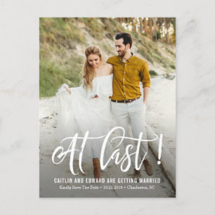 Endlich Hochzeit Save The Date Postkarte Weiß