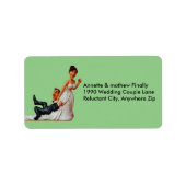 Endlich Hochzeitscouple Funny Brown Haar Label Adressaufkleber (Vorne)