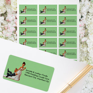 Endlich Hochzeitscouple Funny Brown Haar Label Adressaufkleber