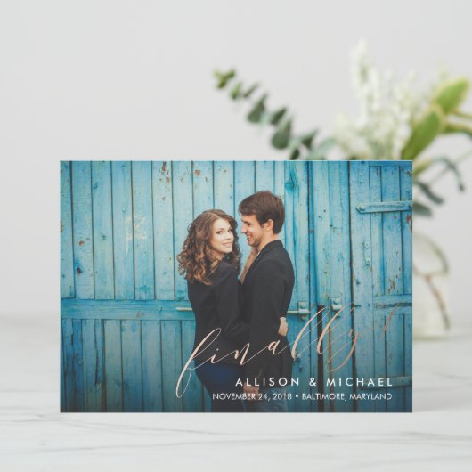 Endlich Imitate Kalligraphie-Skript Save the Date (Stehend Vorderseite)