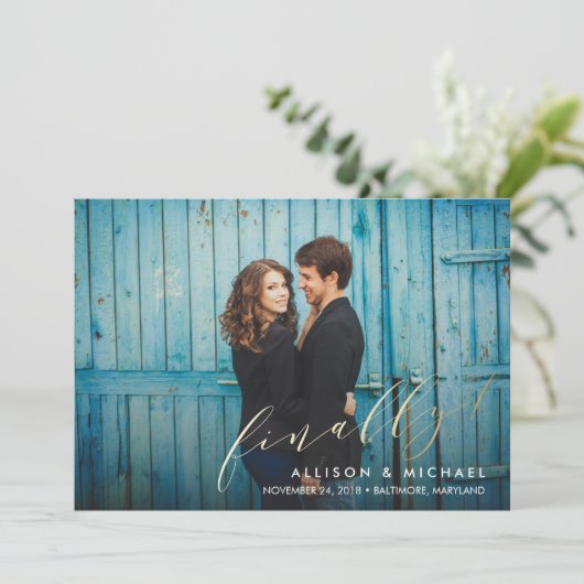 Endlich Imitate Kalligraphie-Skript Save the Date  (Stehend Vorderseite)