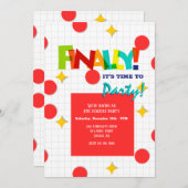 Endlich ist es Zeit für Party Einladung (Vorne/Hinten)