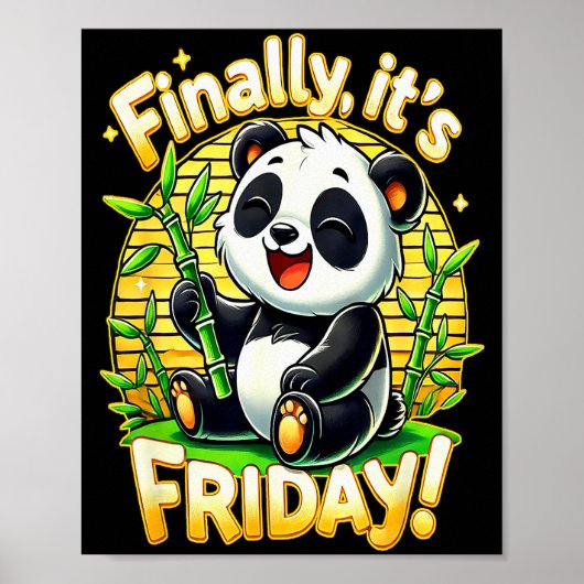 Endlich ist Freitag - Glückliches Panda-Bambus-Fes Poster (Vorne)