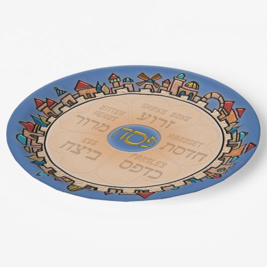 Endlich Jerusalem (Seder) Pappteller (Schrägansicht)