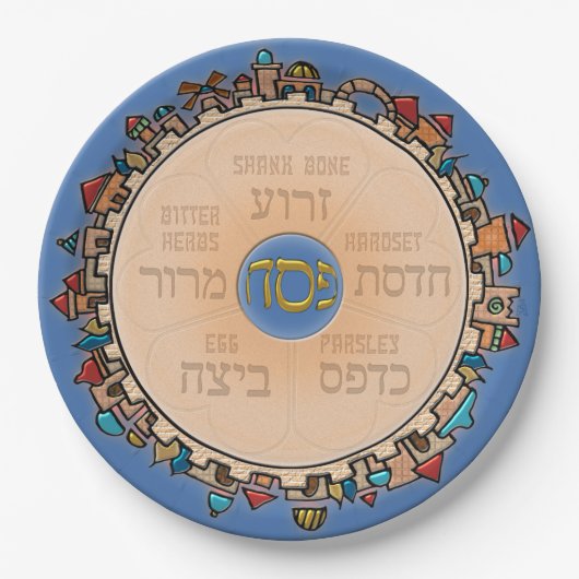 Endlich Jerusalem (Seder) Pappteller (Vorderseite)