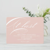 Endlich Kalligrafie Elegant Soft Pink Gray Wedding Einladung (Stehend Vorderseite)