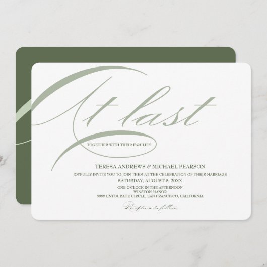 Endlich Kalligrafie Moderne Minimalistische Szene Einladung (Vorne/Hinten)