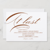 Endlich kalligraphische Rost Minimalistische Hochz Einladung (Vorderseite)