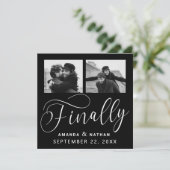 Endlich Minimalistische Hochzeit 2 Foto Save the D Date (Stehend Vorderseite)