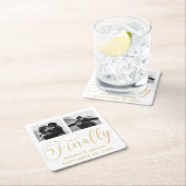 Endlich Minimalistische Hochzeit 2 Foto Save the D Rechteckiger Pappuntersetzer (Vor Ort)