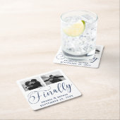 Endlich Minimalistische Hochzeit 2 Foto Save the D Rechteckiger Pappuntersetzer (Vor Ort)