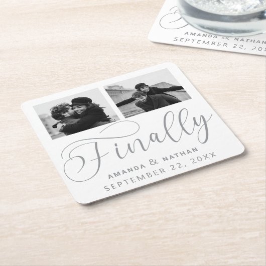 Endlich Minimalistische Hochzeit 2 Foto Save the D Rechteckiger Pappuntersetzer (angewinkelt)