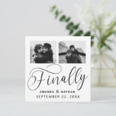 Endlich Minimalistische Hochzeit 2 Foto Save the D Save The Date (Stehend Vorderseite)