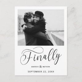 Endlich Minimalistische Hochzeit Foto Save the Dat Ankündigungspostkarte