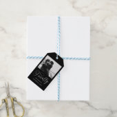 Endlich Minimalistische Hochzeit Foto Save the Dat Geschenkanhänger (Mit Garn)