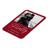 Endlich Minimalistische Hochzeit Foto Save the Dat Magnet (Linke Seite)