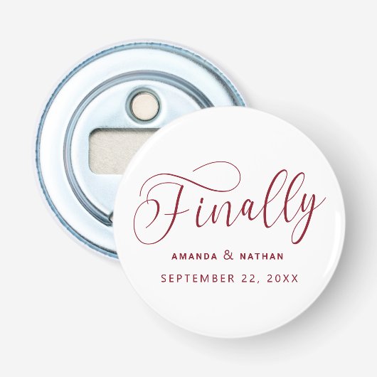 Endlich Minimalistische Hochzeit speichern Sie das Flaschenöffner (Vorderseite)