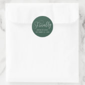 Endlich Minimalistische Hochzeit speichern Sie das Runder Aufkleber (Tasche)